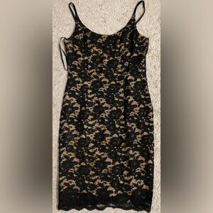 MARIO BALTHAZAR black sleeveless lace knee length dress 8 prom